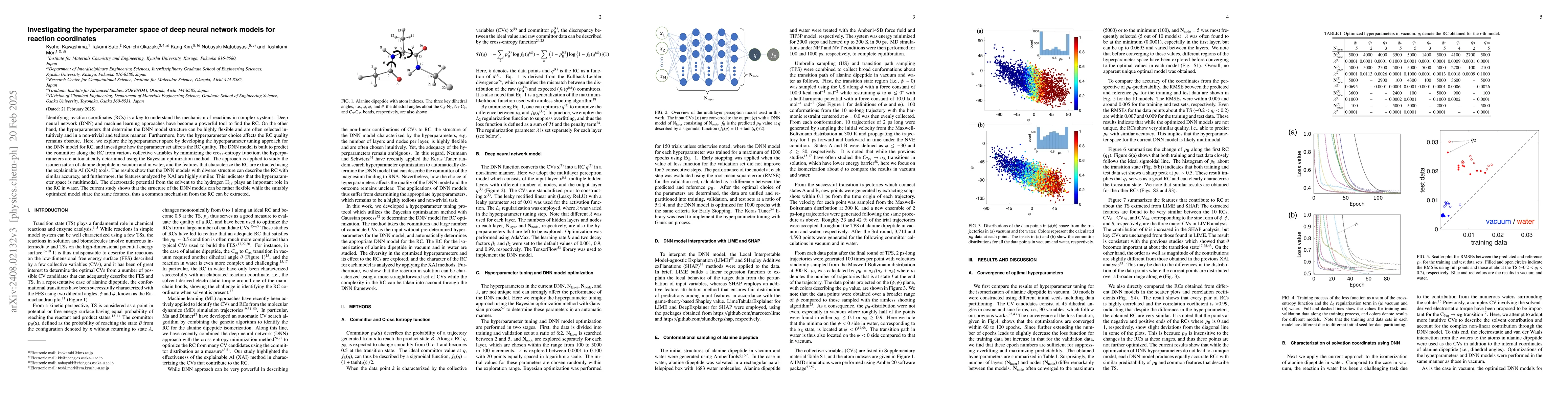 Thumbnail for Investigating the hyperparameter space of deep neural network models for
  reaction coordinates: Revisiting the solvent coordinate in alanine dipeptide
  isomerization