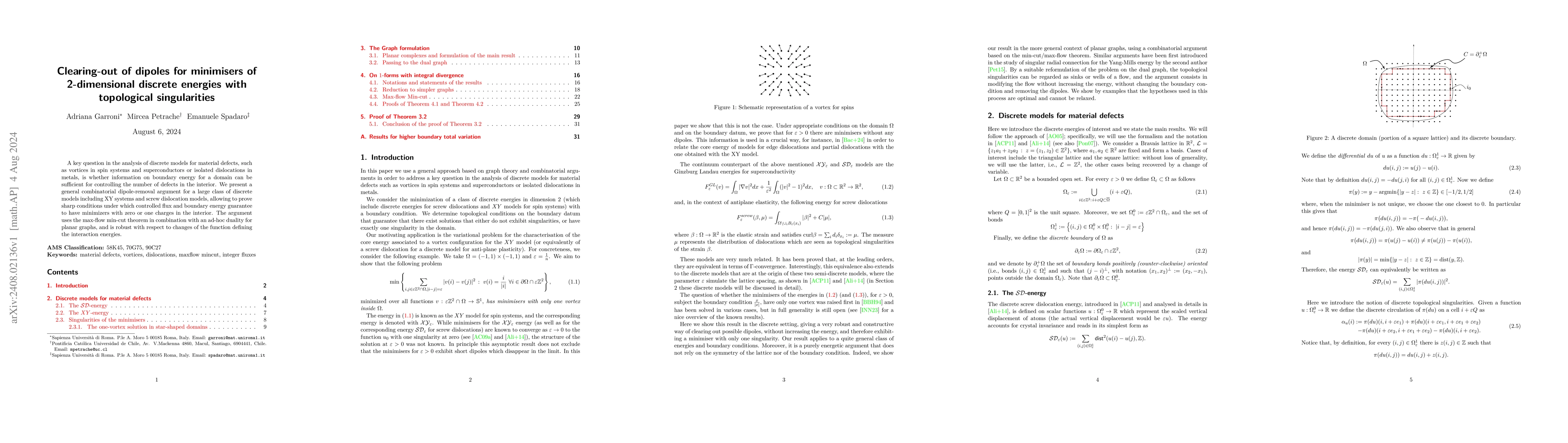 Thumbnail for Clearing-out of dipoles for minimisers of 2-dimensional discrete
  energies with topological singularities