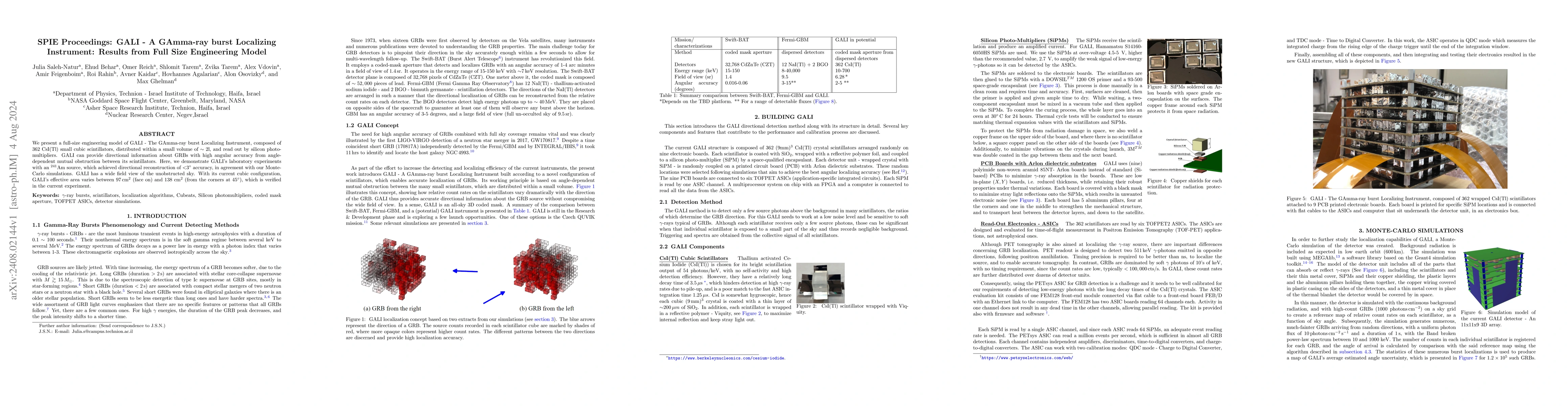 Thumbnail for GALI -- A GAmma-ray burst Localizing Instrument: Results from Full Size
  Engineering Model