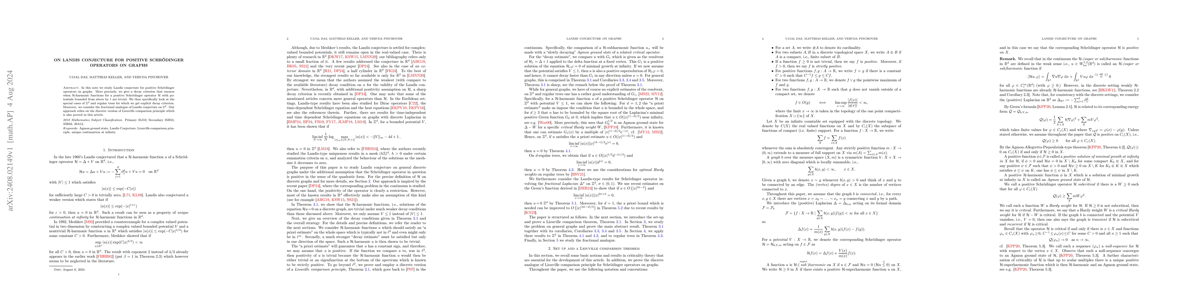 Thumbnail for On Landis conjecture for positive Schrödinger operators on graphs