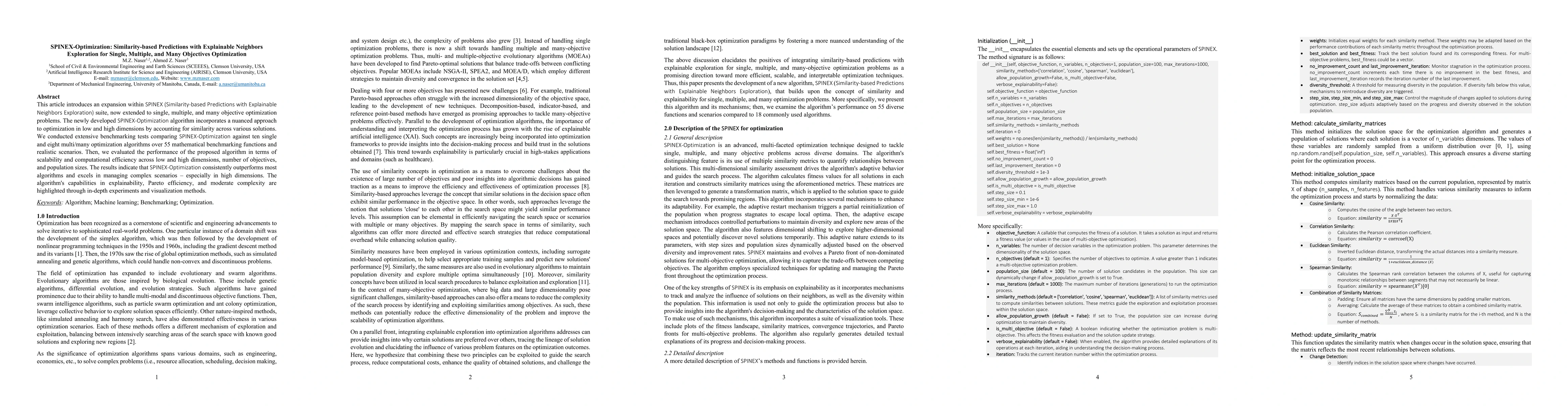 Thumbnail for SPINEX-Optimization: Similarity-based Predictions with Explainable
  Neighbors Exploration for Single, Multiple, and Many Objectives Optimization