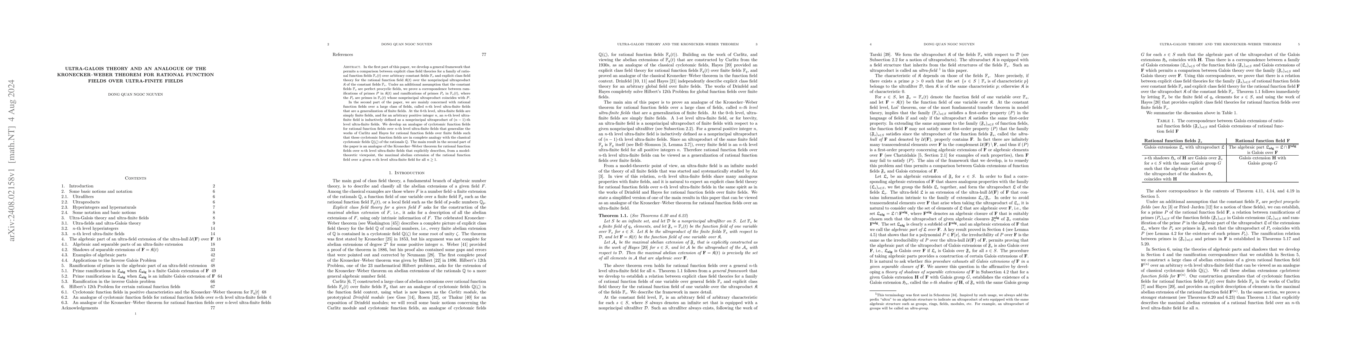 Thumbnail for Ultra-Galois theory and an analogue of the Kronecker--Weber theorem for
  rational function fields over ultra-finite fields