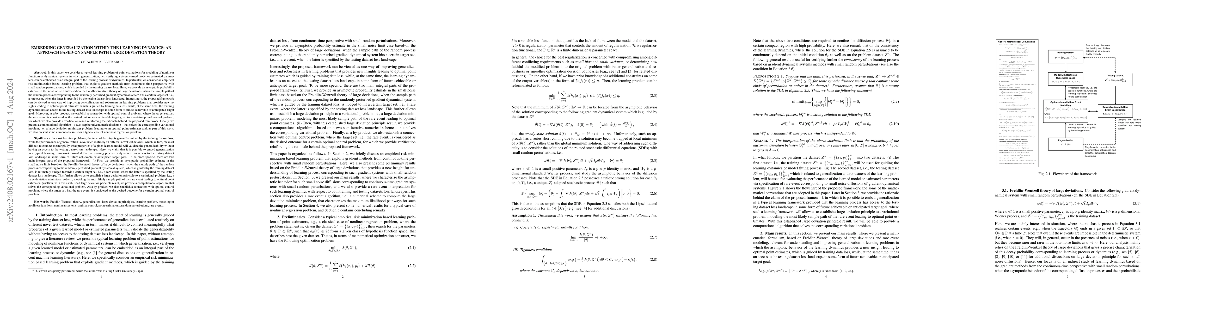 Thumbnail for Embedding generalization within the learning dynamics: An approach
  based-on sample path large deviation theory