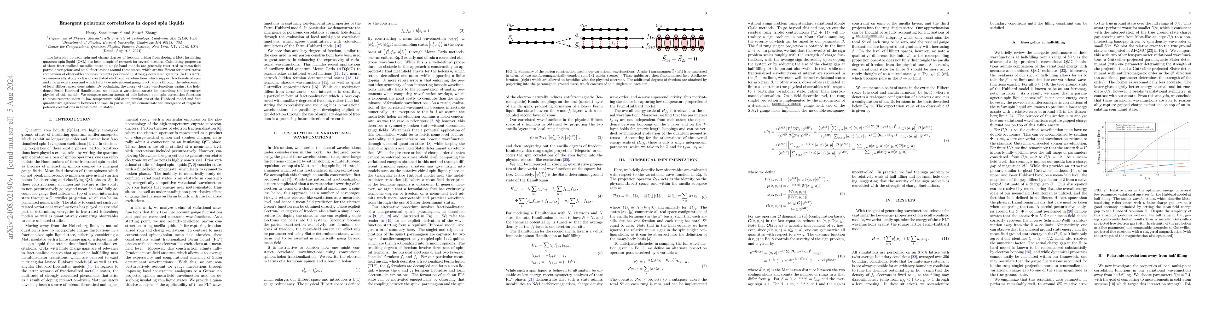 Thumbnail for Emergent polaronic correlations in doped spin liquids