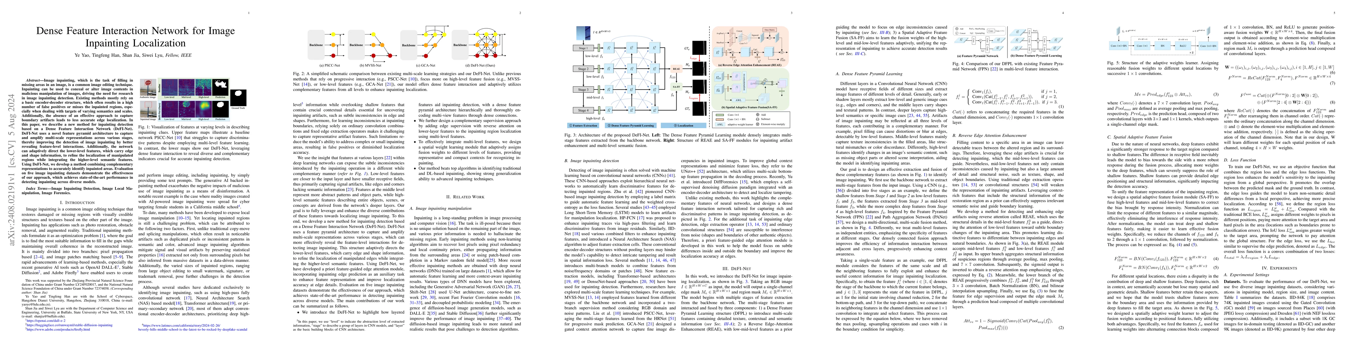 Thumbnail for Dense Feature Interaction Network for Image Inpainting Localization