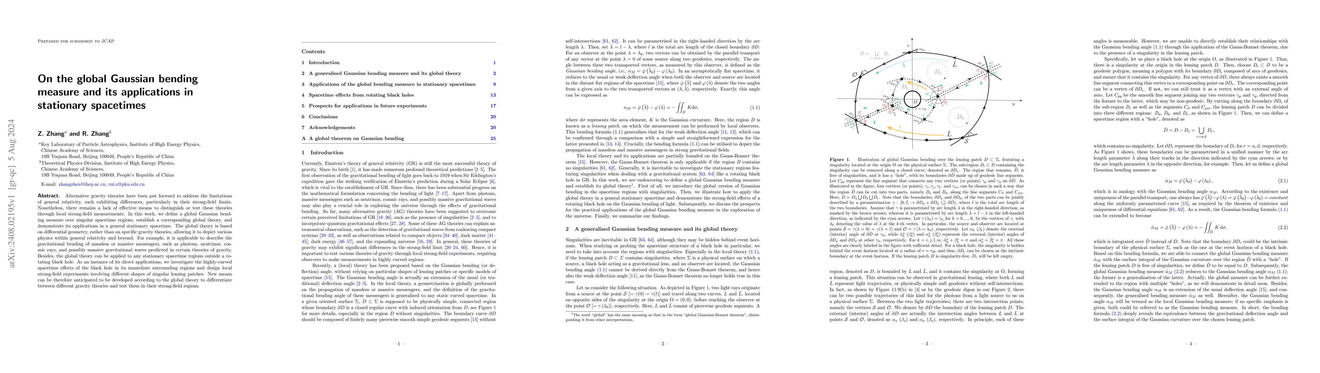 Thumbnail for On the global Gaussian bending measure and its applications in
  stationary spacetimes