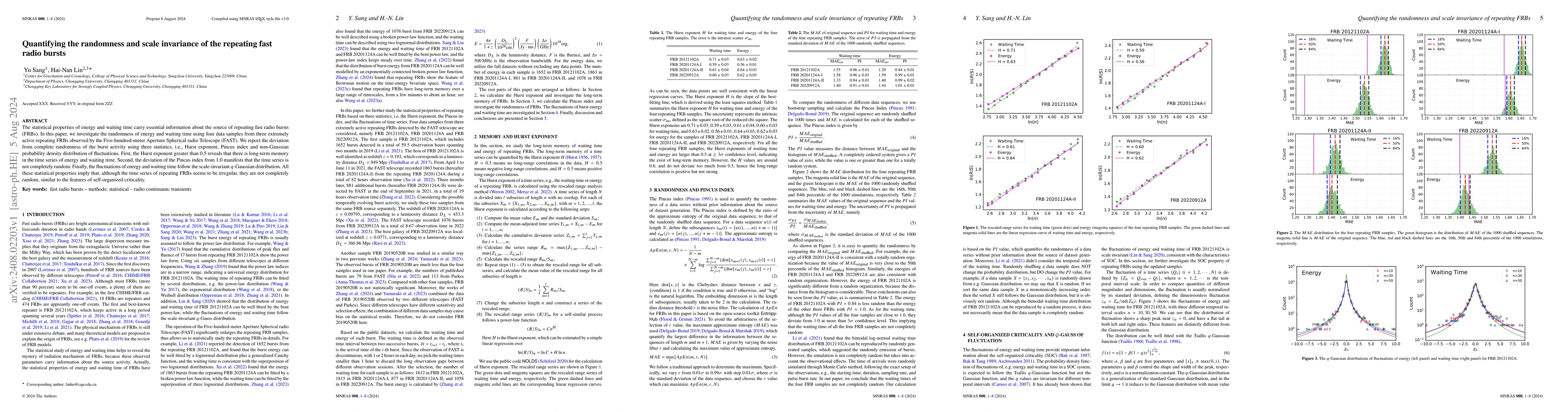 Thumbnail for Quantifying the randomness and scale invariance of the repeating fast
  radio bursts