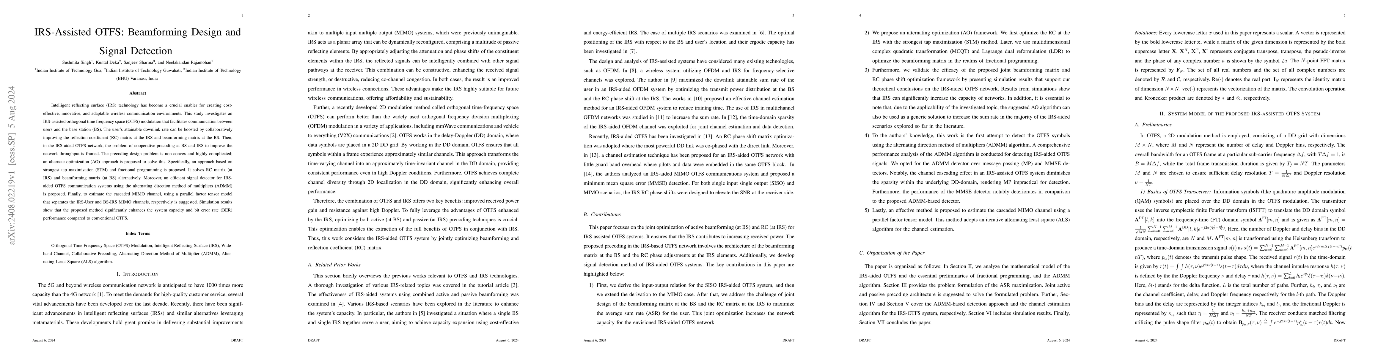 Thumbnail for IRS-Assisted OTFS: Beamforming Design and Signal Detection