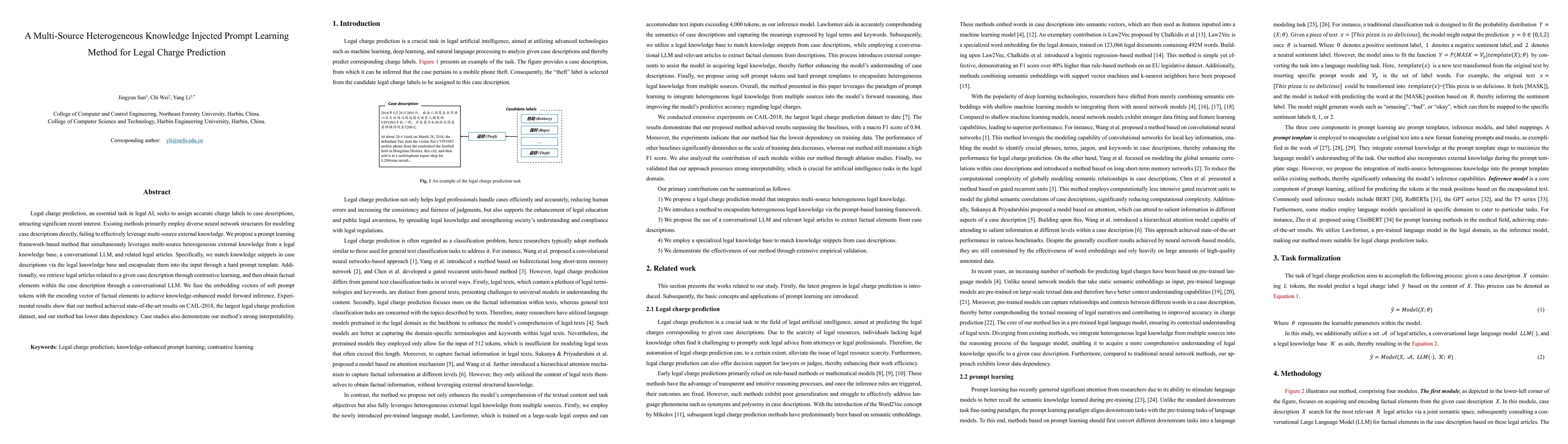 Thumbnail for A Multi-Source Heterogeneous Knowledge Injected Prompt Learning Method
  for Legal Charge Prediction