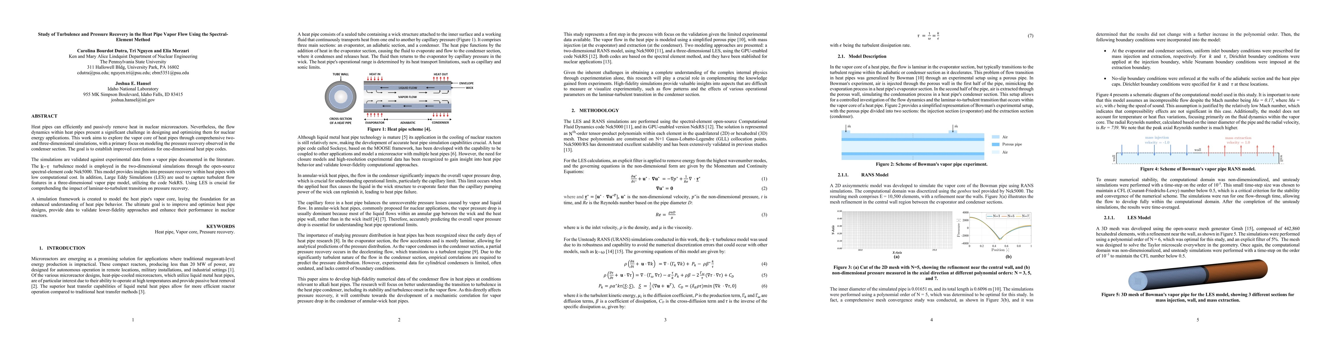 Thumbnail for Study of Turbulence and Pressure Recovery in the Heat Pipe Vapor Flow
  Using the Spectral-Element Method