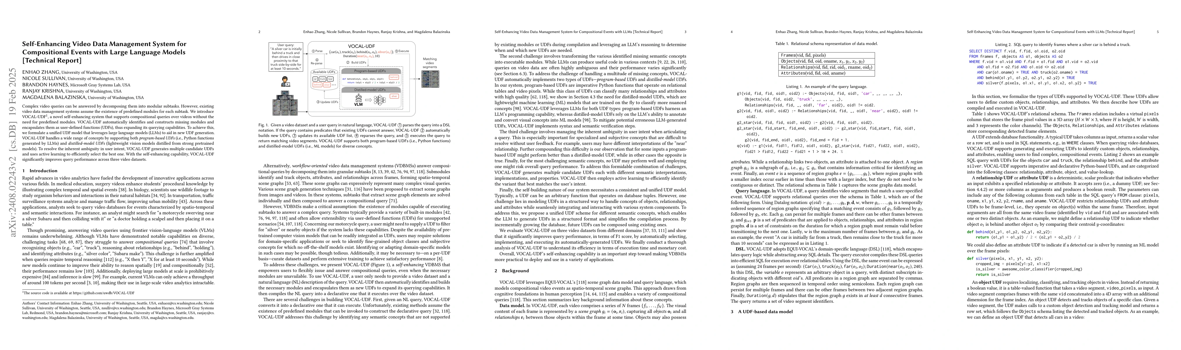 Thumbnail for Self-Enhancing Video Data Management System for Compositional Events
  with Large Language Models [Technical Report]