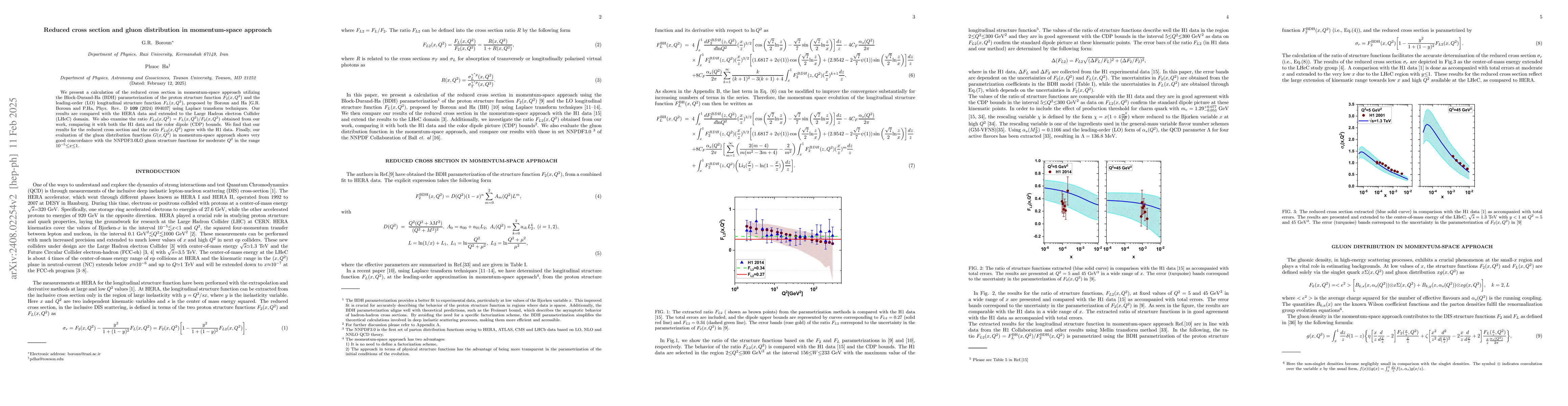 Thumbnail for Reduced cross section and gluon distribution in a momentum-space
  approach