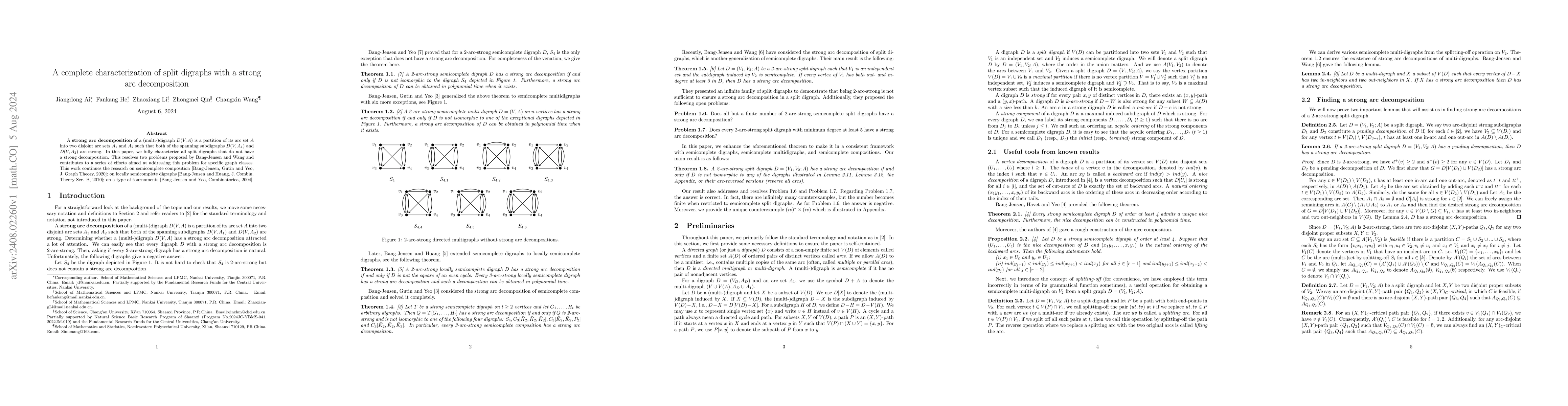 Thumbnail for A complete characterization of split digraphs with a strong arc
  decomposition