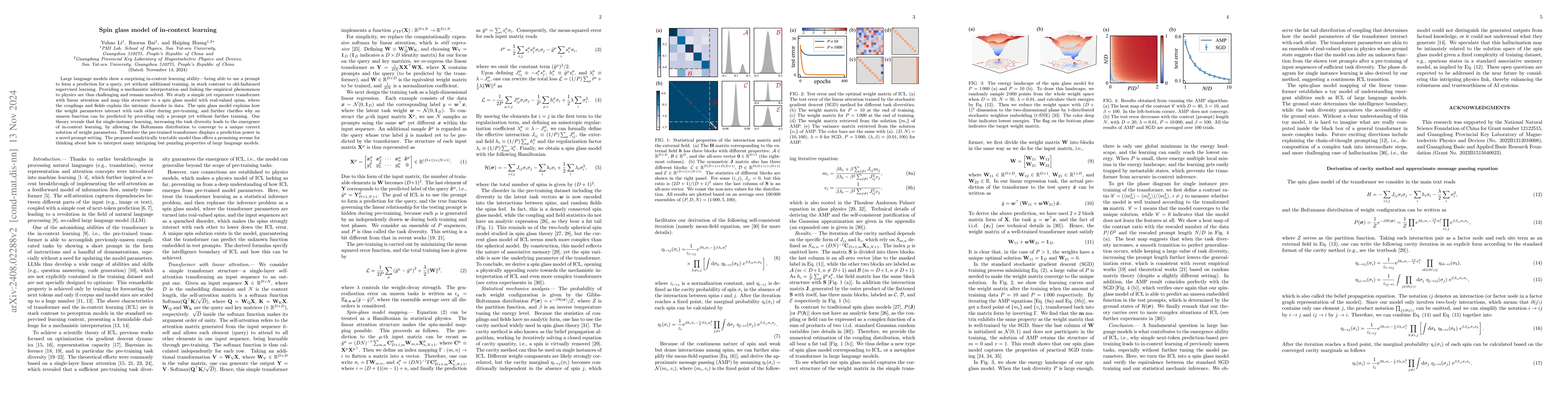 Thumbnail for Spin glass model of in-context learning