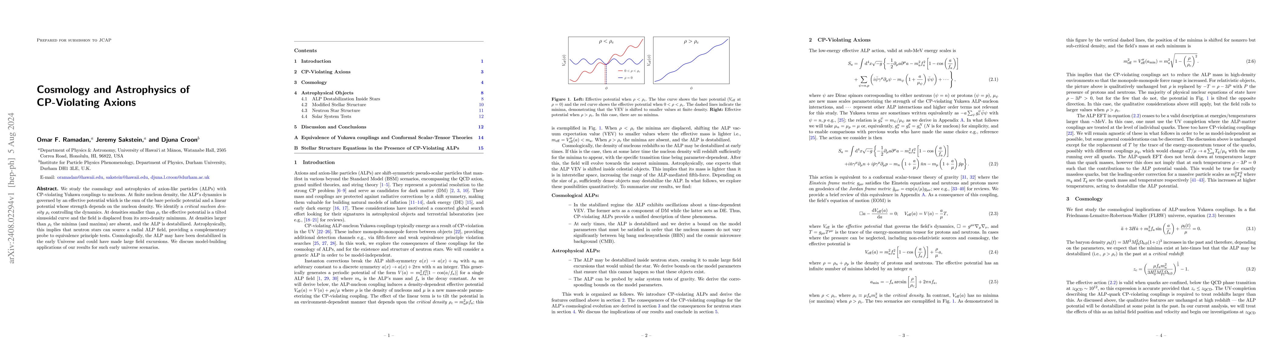 Thumbnail for Cosmology and Astrophysics of CP-Violating Axions