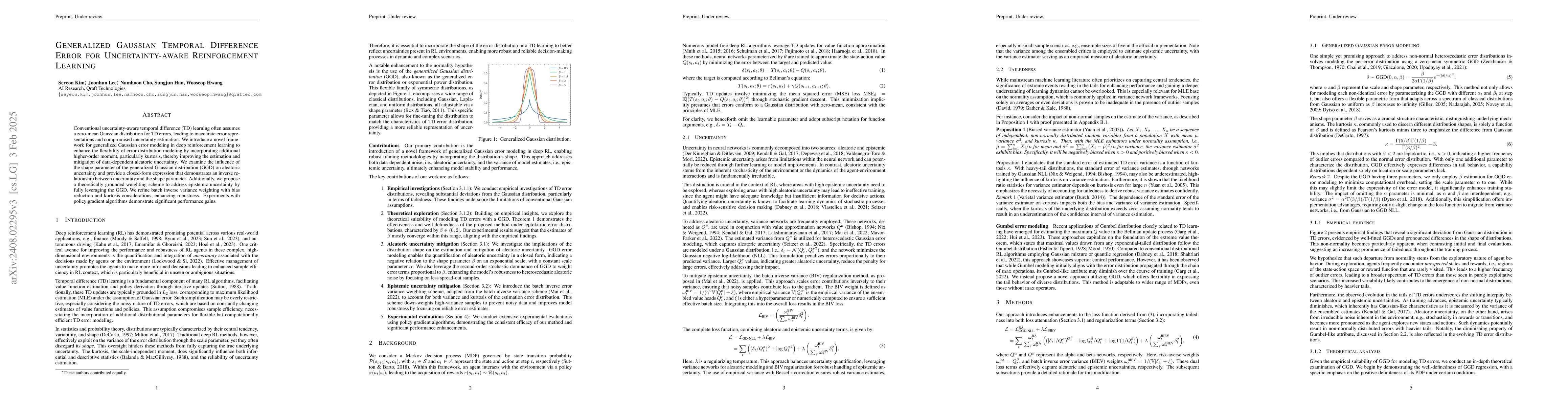Thumbnail for Generalized Gaussian Temporal Difference Error For Uncertainty-aware
  Reinforcement Learning