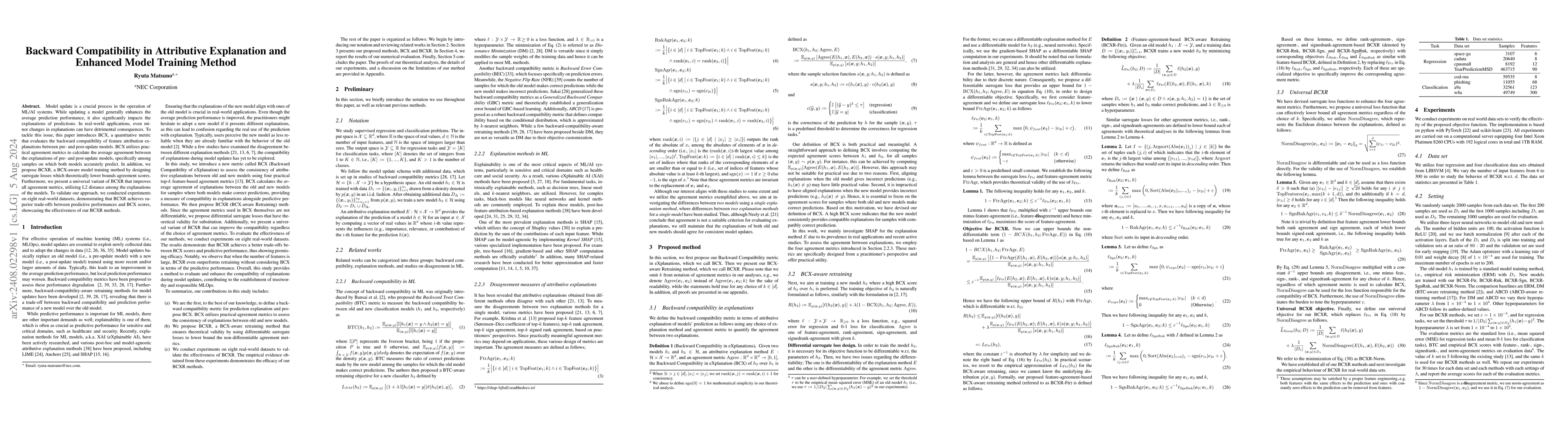 Thumbnail for Backward Compatibility in Attributive Explanation and Enhanced Model
  Training Method