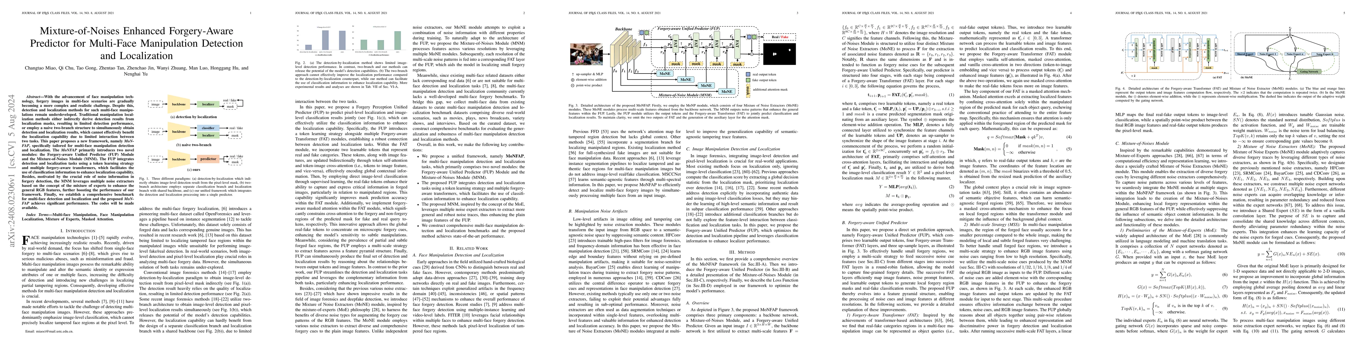 Thumbnail for Mixture-of-Noises Enhanced Forgery-Aware Predictor for Multi-Face
  Manipulation Detection and Localization
