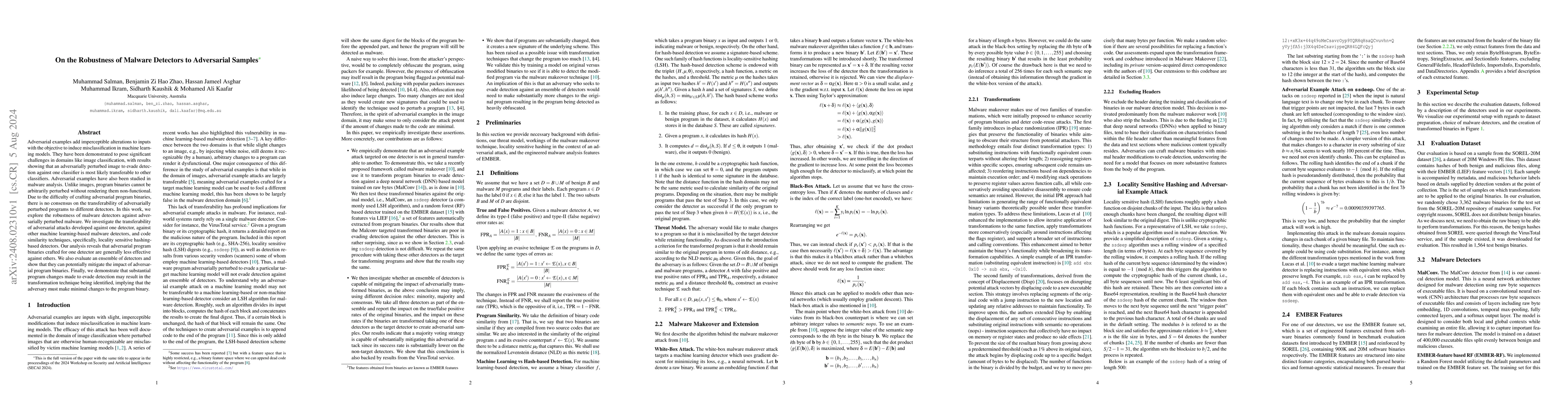 Thumbnail for On the Robustness of Malware Detectors to Adversarial Samples