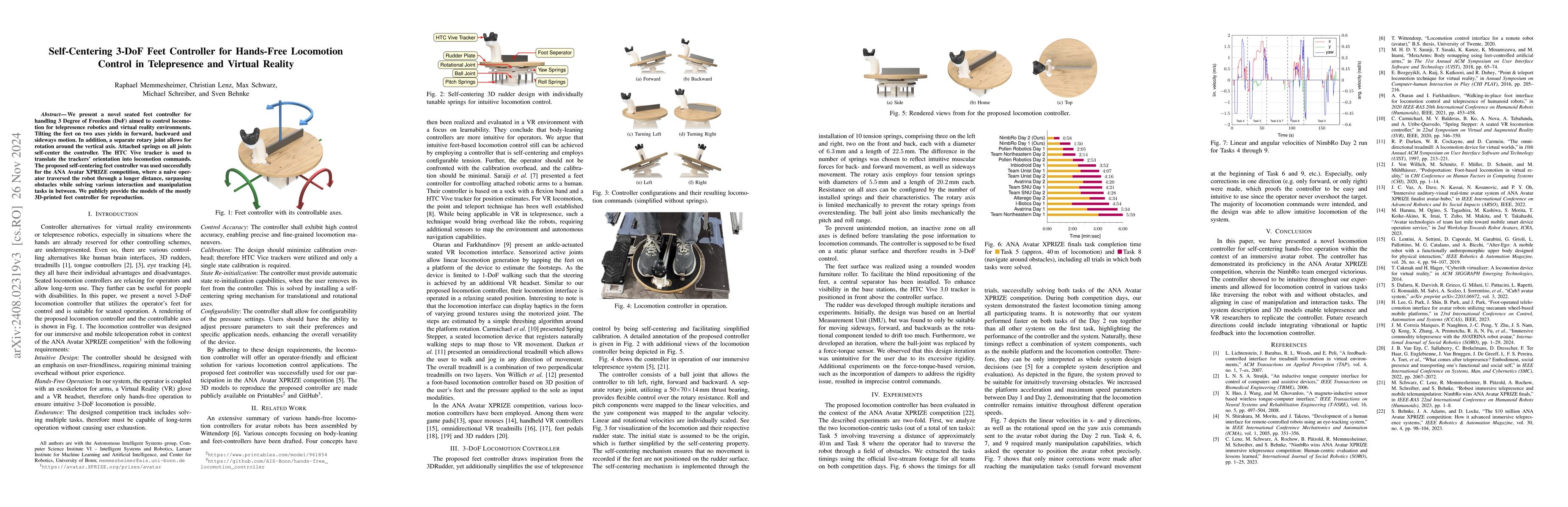Thumbnail for Self-Centering 3-DoF Feet Controller for Hands-Free Locomotion Control
  in Telepresence and Virtual Reality
