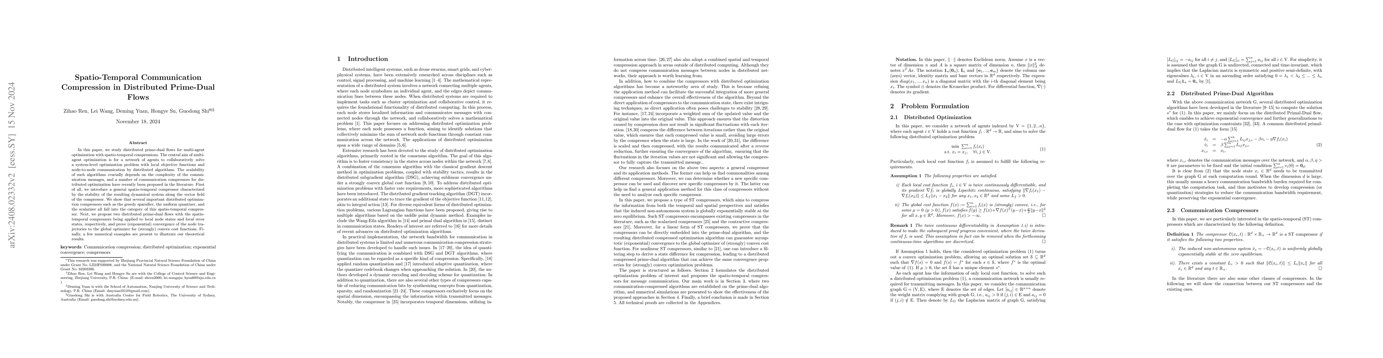 Thumbnail for Spatio-Temporal Communication Compression in Distributed Prime-Dual
  Flows