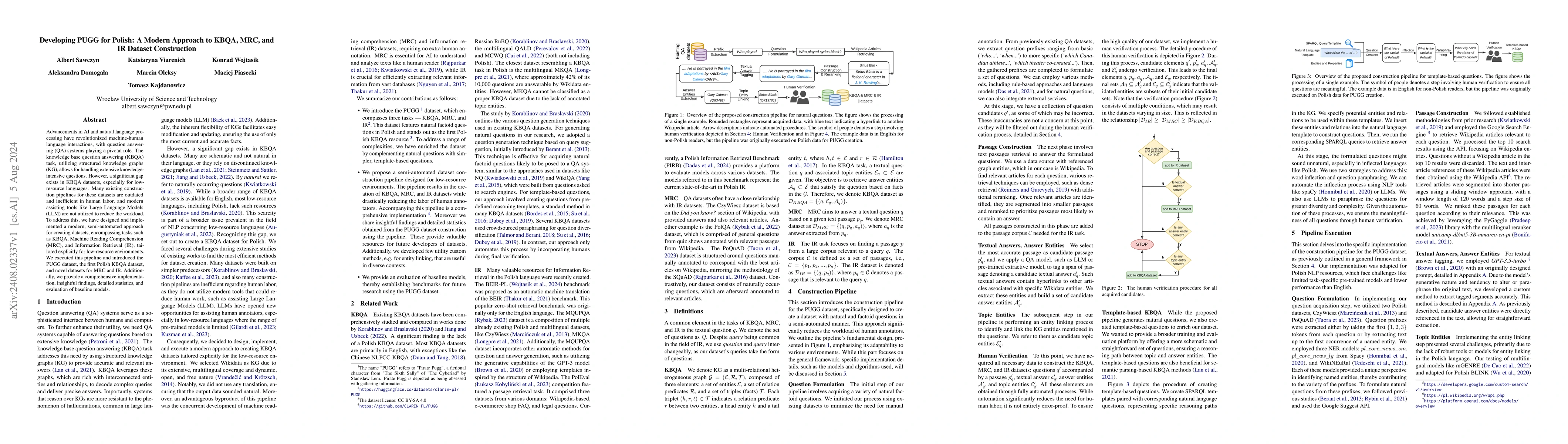 Thumbnail for Developing PUGG for Polish: A Modern Approach to KBQA, MRC, and IR
  Dataset Construction