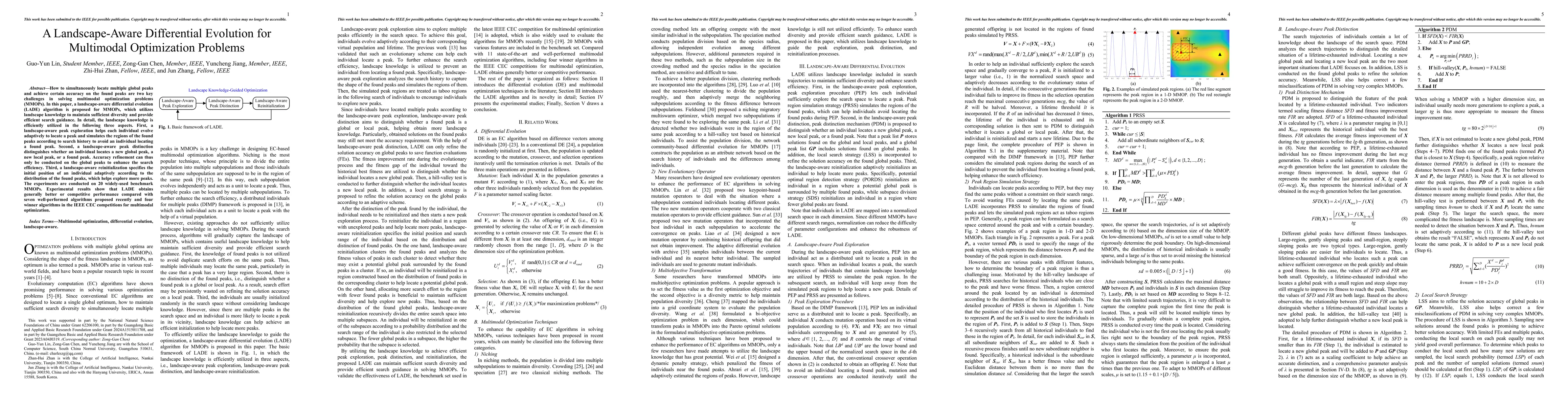 Thumbnail for A Landscape-Aware Differential Evolution for Multimodal Optimization
  Problems