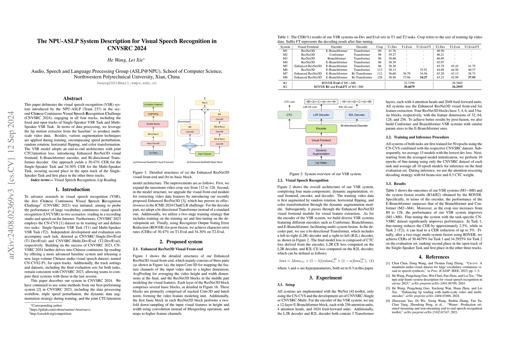 Thumbnail for The NPU-ASLP System Description for Visual Speech Recognition in CNVSRC
  2024