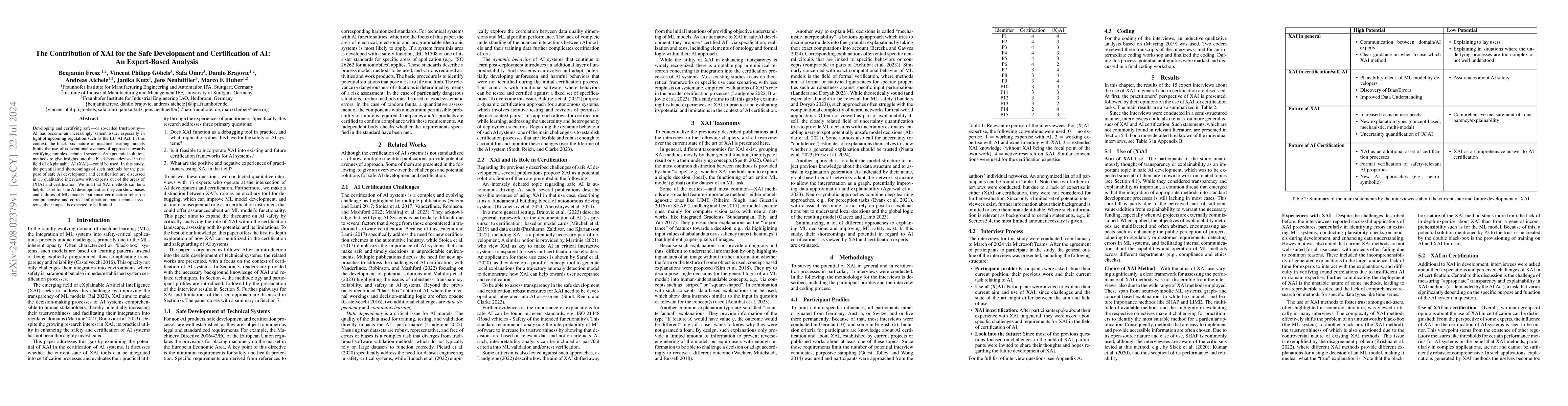 Thumbnail for The Contribution of XAI for the Safe Development and Certification of
  AI: An Expert-Based Analysis