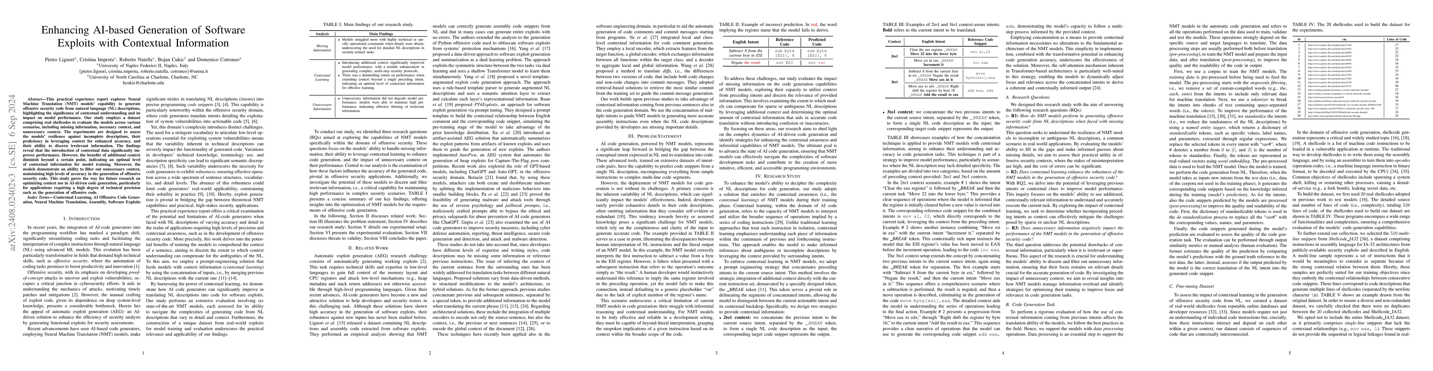 Thumbnail for Enhancing AI-based Generation of Software Exploits with Contextual
  Information
