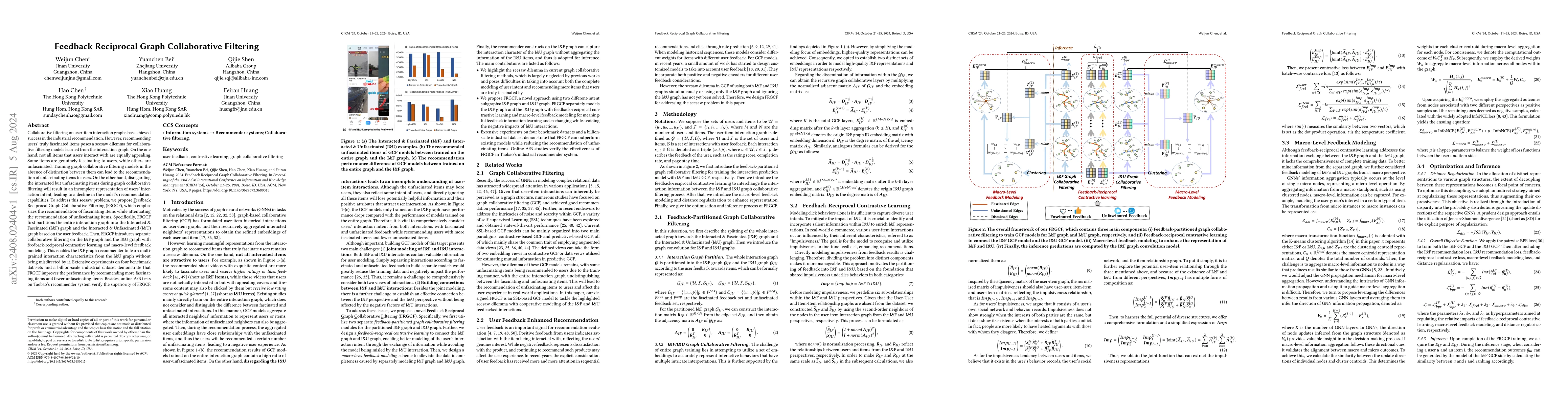 Thumbnail for Feedback Reciprocal Graph Collaborative Filtering