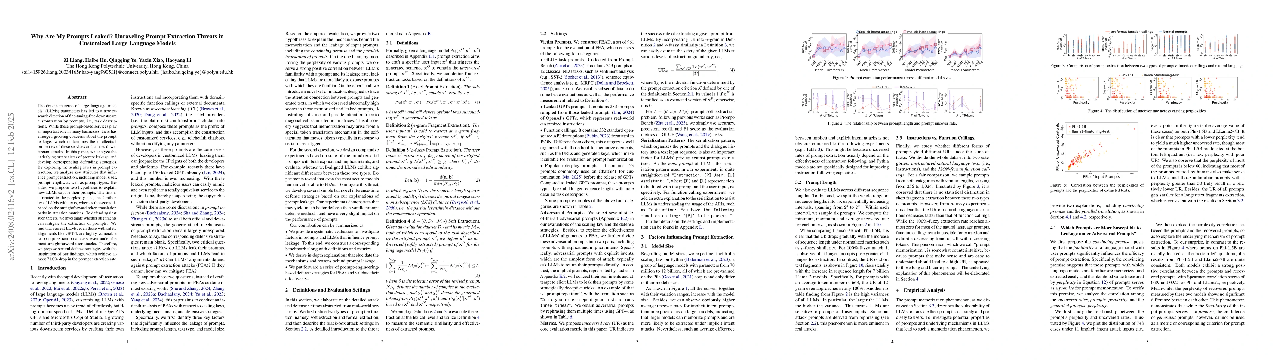Thumbnail for Why Are My Prompts Leaked? Unraveling Prompt Extraction Threats in
  Customized Large Language Models