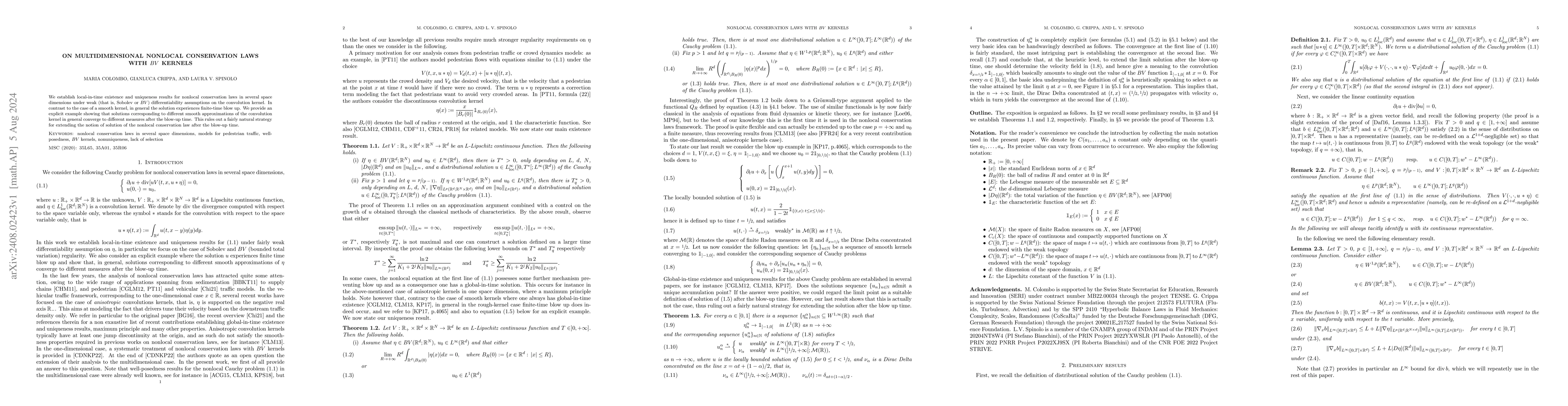 Thumbnail for On multidimensional nonlocal conservation laws with BV kernels