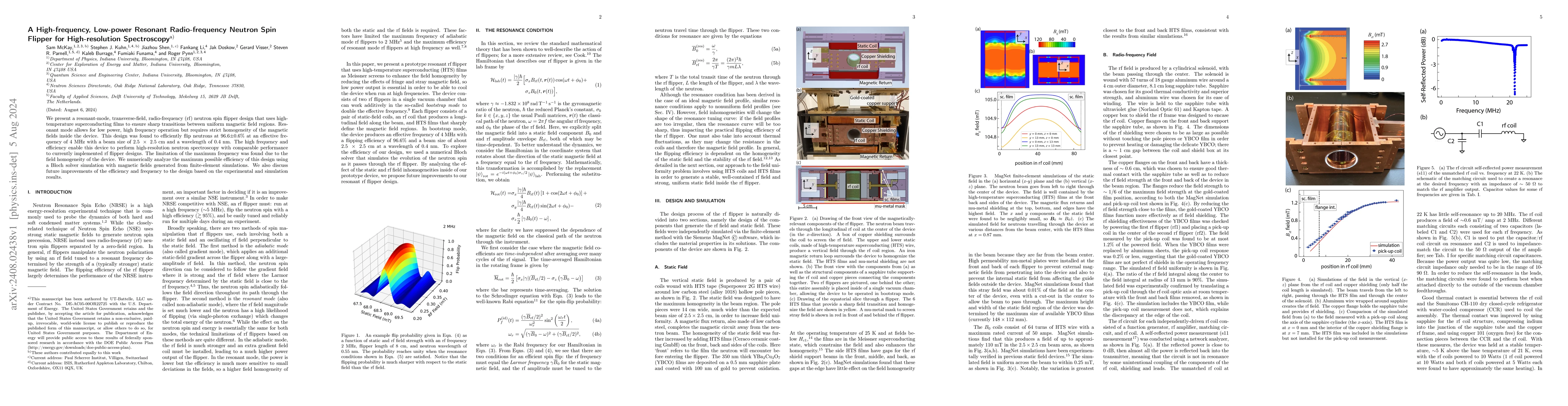 Thumbnail for A High-frequency, Low-power Resonant Radio-frequency Neutron Spin
  Flipper for High-resolution Spectroscopy
