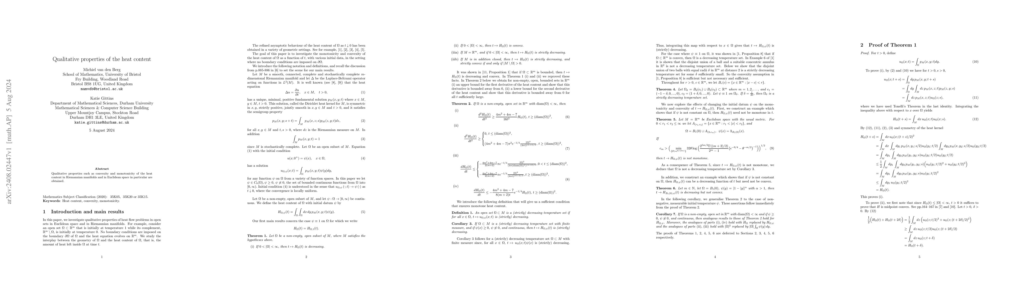 Thumbnail for Qualitative properties of the heat content