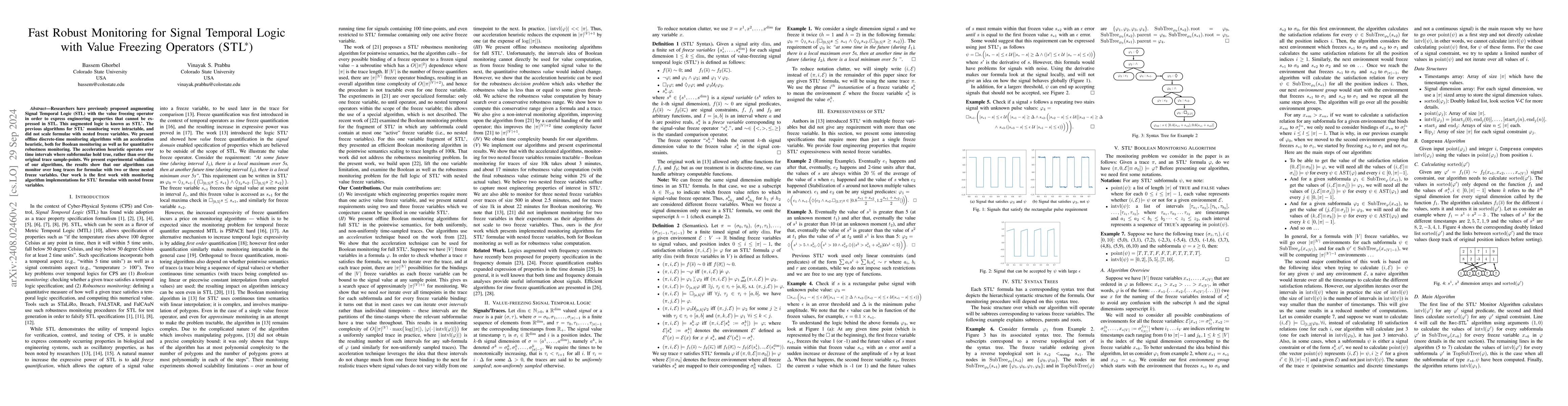 Thumbnail for Fast Robust Monitoring for Signal Temporal Logic with Value Freezing
  Operators (STL*)