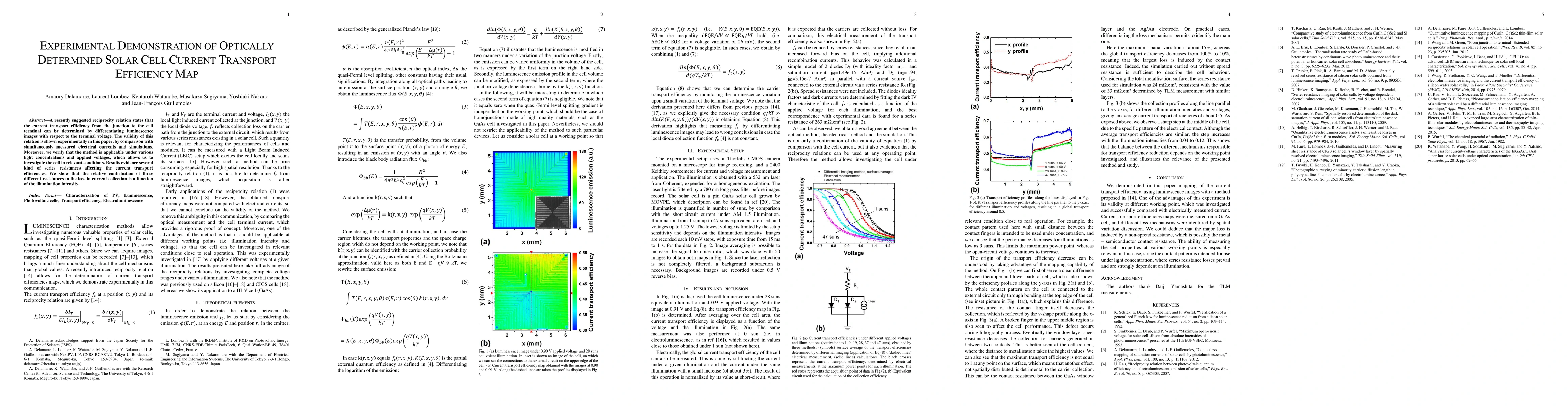 Thumbnail for Experimental Demonstration of Optically Determined Solar Cell Current
  Transport Efficiency Map
