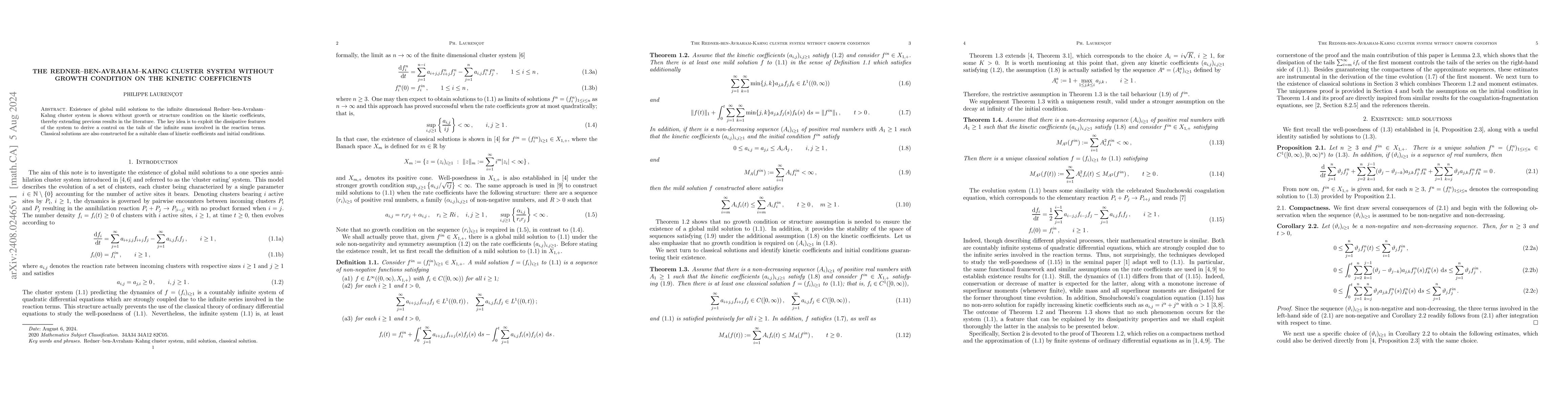 Thumbnail for The Redner-ben-Avraham-Kahng cluster system without growth condition on
  the kinetic coefficients