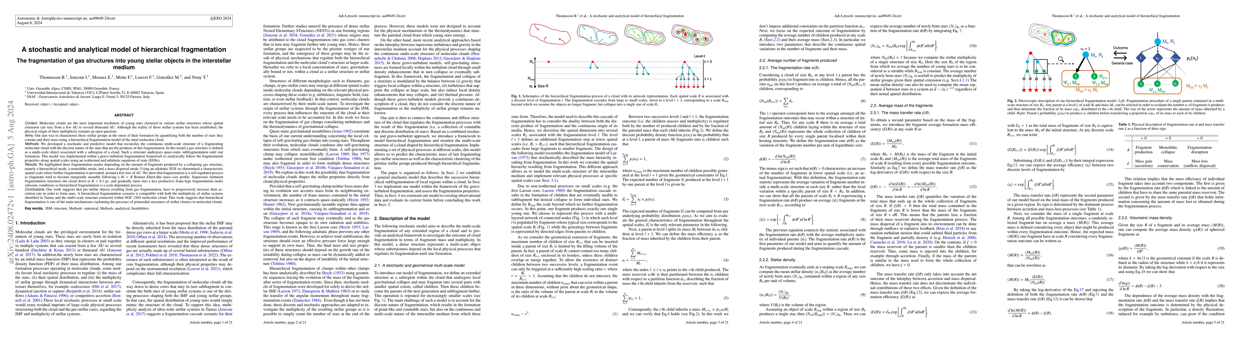 Thumbnail for A stochastic and analytical model of hierarchical fragmentation: The
  fragmentation of gas structures into young stellar objects in the
  interstellar medium