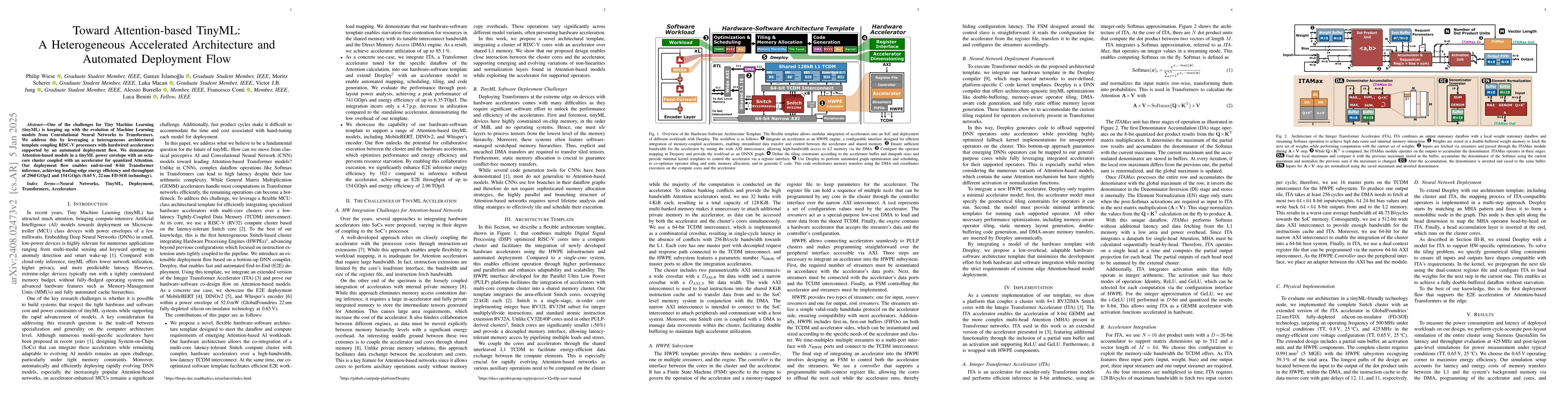 Thumbnail for Toward Attention-based TinyML: A Heterogeneous Accelerated Architecture
  and Automated Deployment Flow