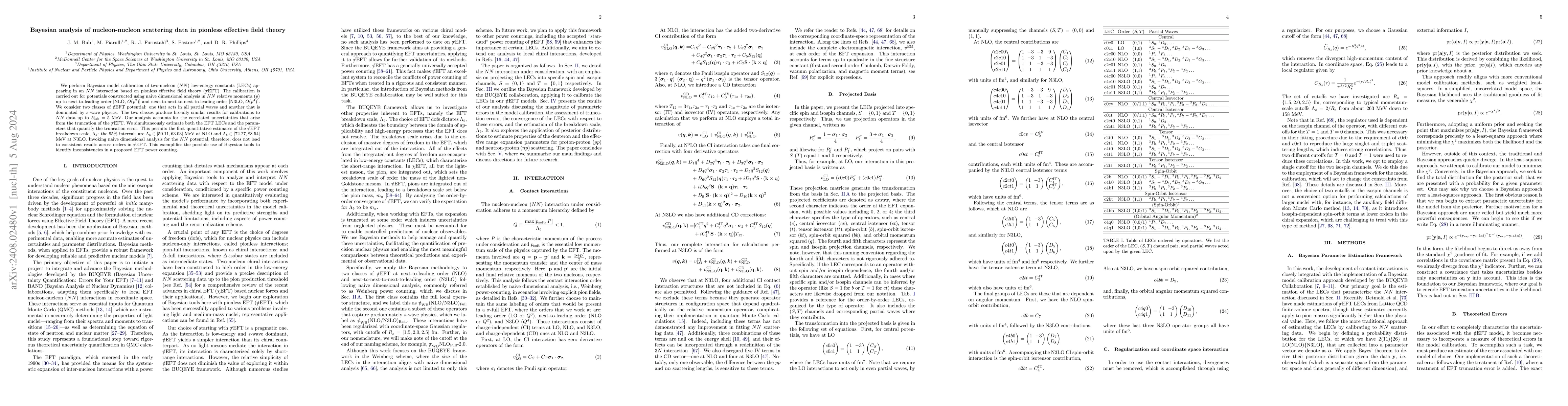 Thumbnail for Bayesian analysis of nucleon-nucleon scattering data in pionless
  effective field theory