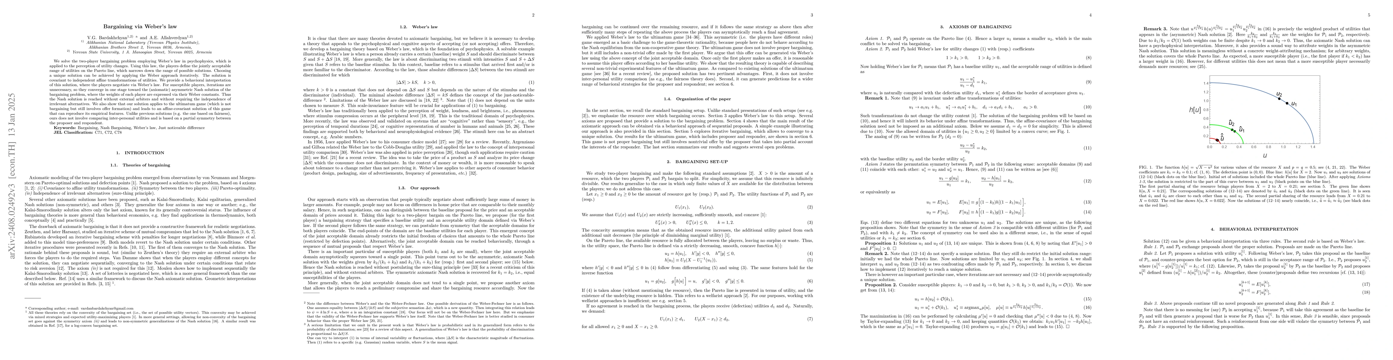 Thumbnail for Bargaining via Weber's law