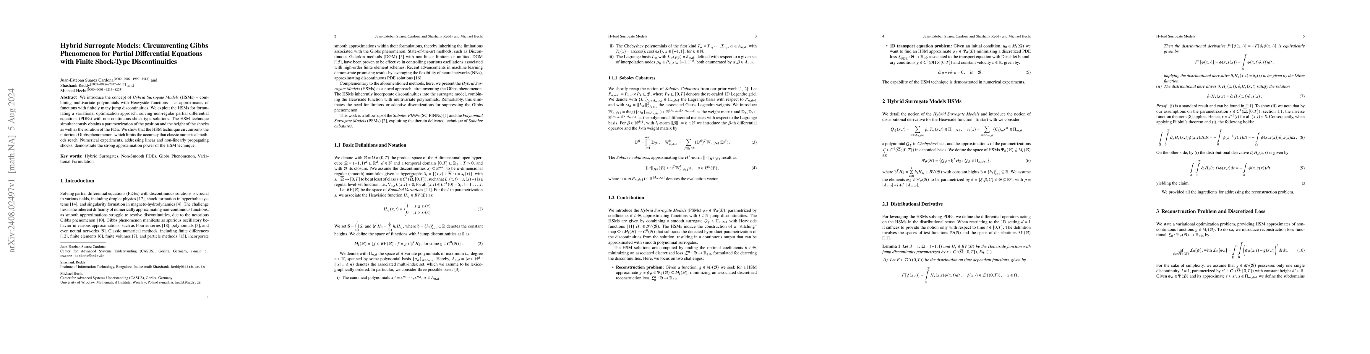 Thumbnail for Hybrid Surrogate Models: Circumventing Gibbs Phenomenon for Partial
  Differential Equations with Finite Shock-Type Discontinuities