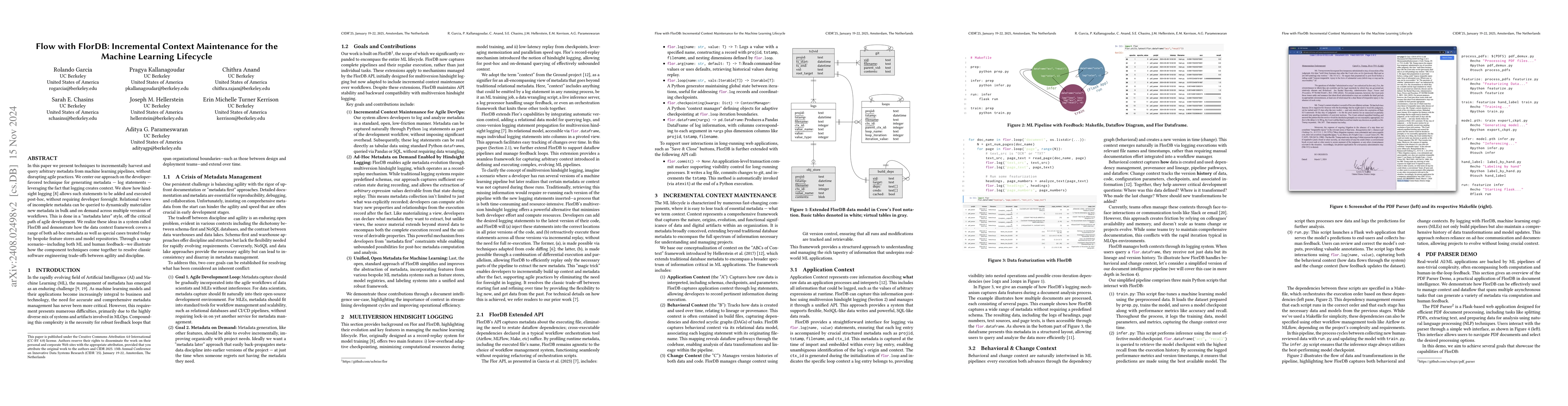 Thumbnail for Flow with FlorDB: Incremental Context Maintenance for the Machine
  Learning Lifecycle