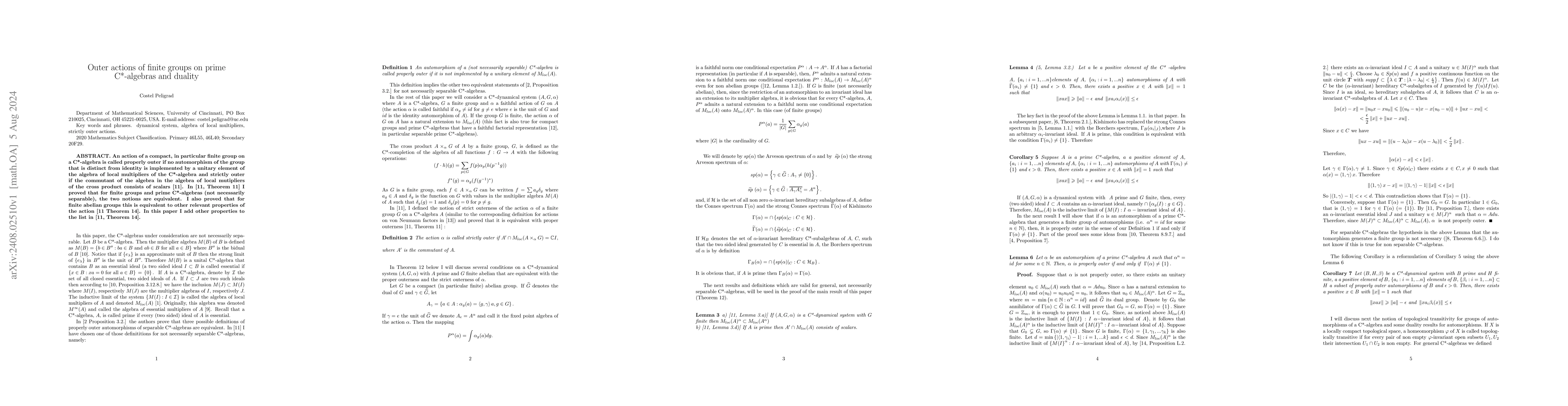 Thumbnail for Outer actions of finite groups on prime C*-algebras
