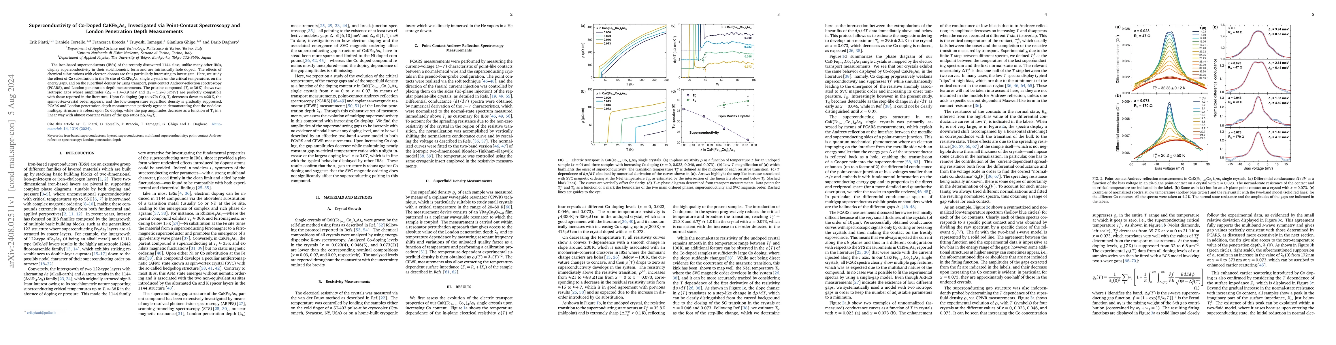 Thumbnail for Superconductivity of Co-Doped CaKFe4As4 Investigated via Point-Contact
  Spectroscopy and London Penetration Depth Measurements