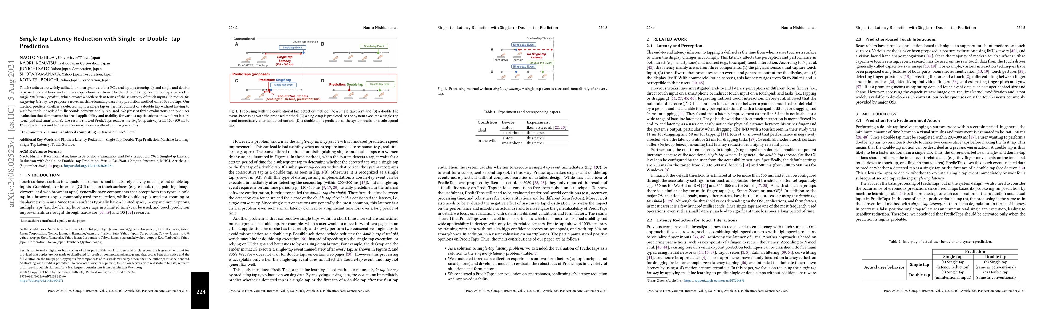 Thumbnail for Single-tap Latency Reduction with Single- or Double- tap Prediction