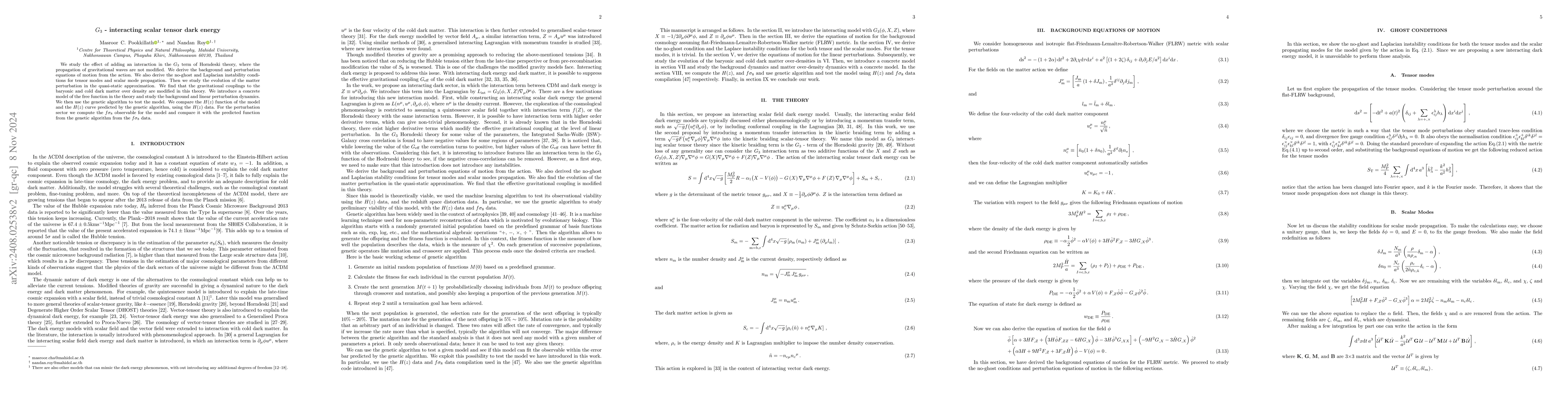 Thumbnail for $G_{3}$ -- interacting scalar tensor dark energy
