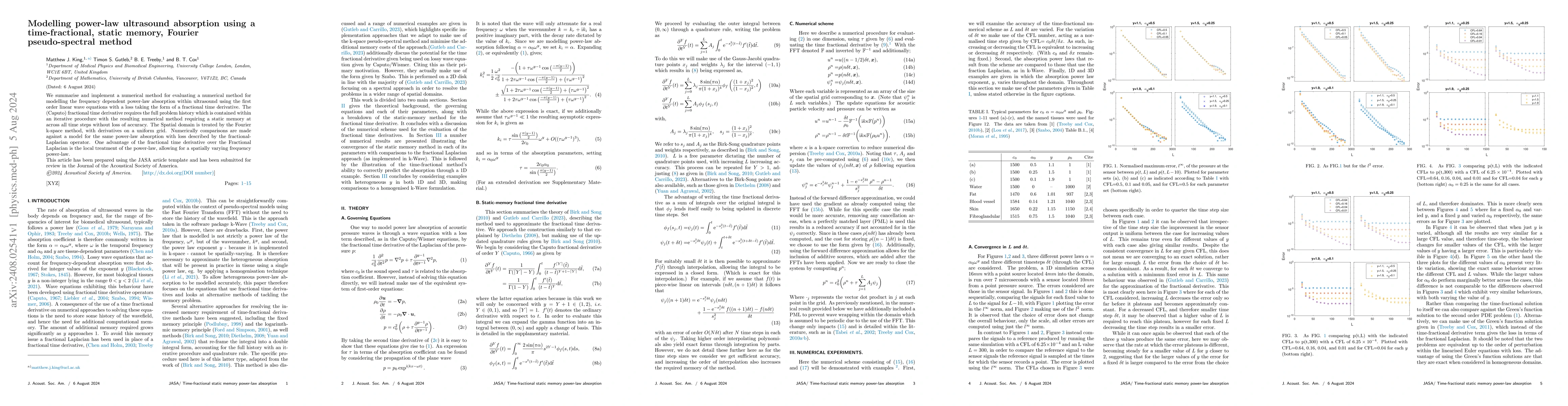 Thumbnail for Modelling power-law ultrasound absorption using a time-fractional,
  static memory, Fourier pseudo-spectral method