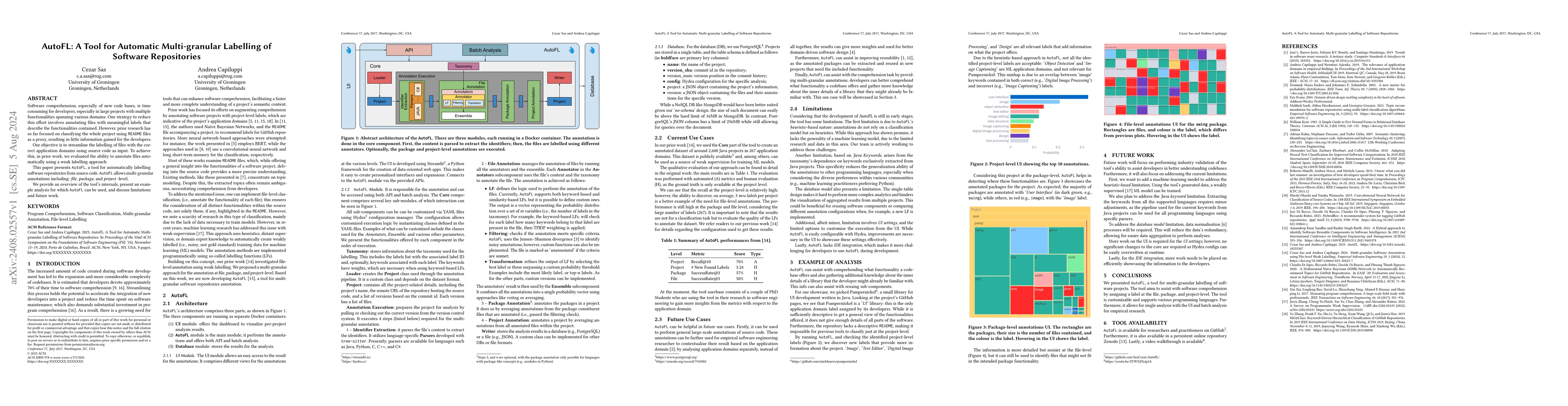 Thumbnail for AutoFL: A Tool for Automatic Multi-granular Labelling of Software
  Repositories